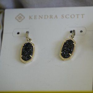 KENDRA SCOTT - Lee Gold Earrings In Black Drusy